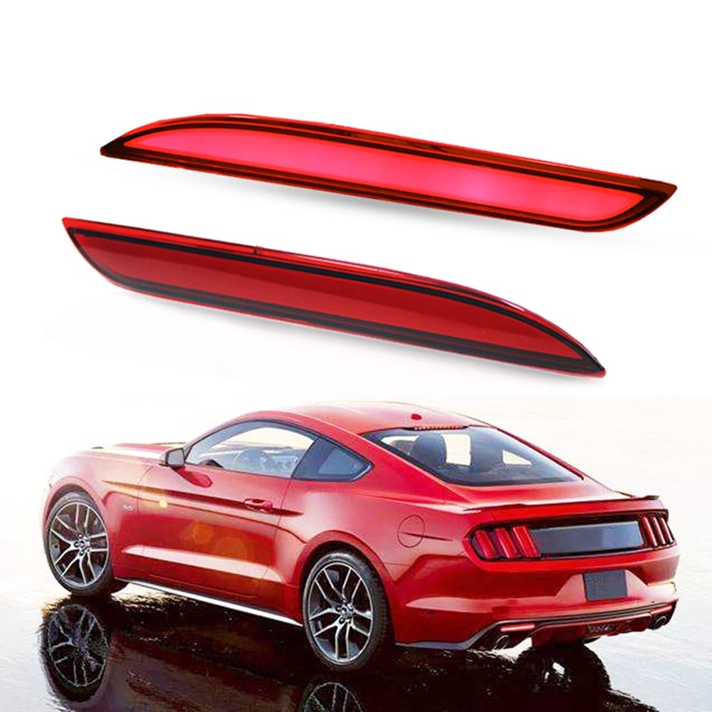 AIVYNA 2PCS LED Bumper Reflector Lights - Tail Brake Light, Rear Fog Lamps & Turn Signal Light Compatible with Ford Mustang 2015-2017 | Upgrade Car Safety & Style for Night Driving & Bad Weather