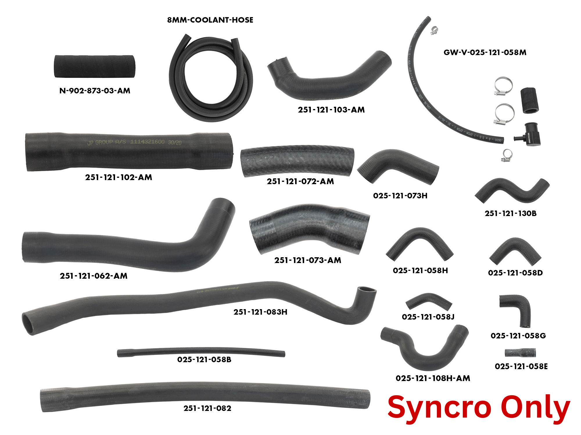 Vanagon Cooling Hose Kit for 2WD & Syncro Models - High-Performance Replacement for VW Vanagon - Perfect for Engine Cooling System Maintenance & Upgrades
