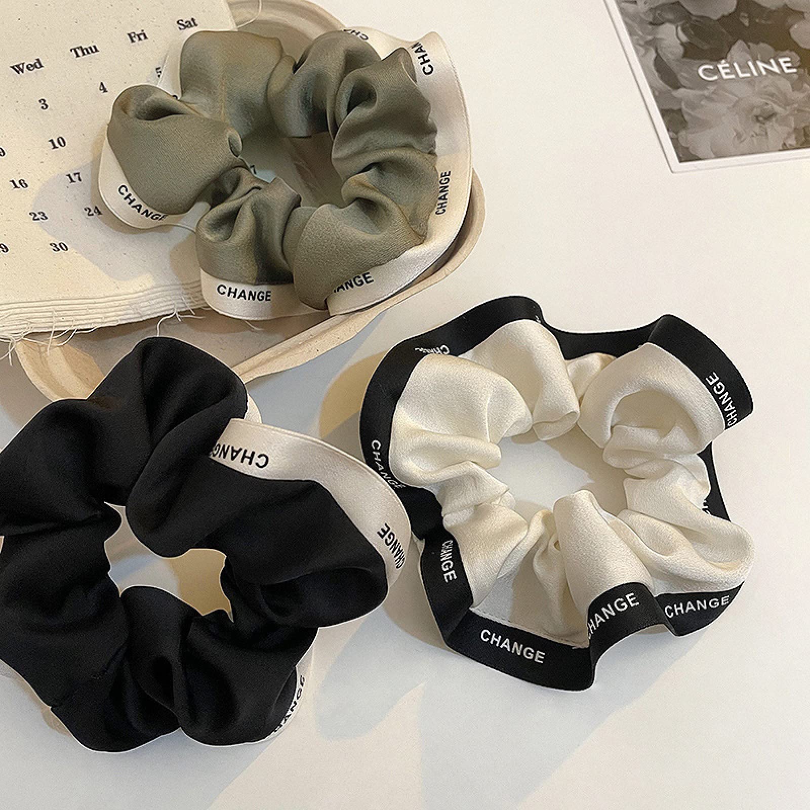 Luxury Satin Hair Scrunchies 3 Pack - Large Soft Hair Ties for Women, Gentle Hair Bands for Ponytails & Buns (Perfect for Work, Gym & Everyday Use)