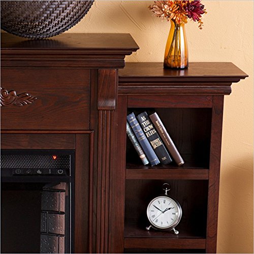 SEI Furniture Tennyson Bookcase with Electric Fireplace - Espresso Finish - Stylish Storage & Heating Solution for Living Room, Bedroom, or Office