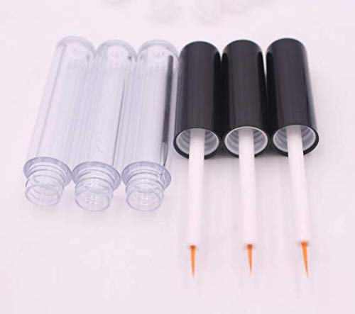 6Pcs 5ML Empty Clear Plastic Eyeliner Tubes with Black Lids & Rubber Plugs - Refillable Mascara Bottles for Eyelash Growth Oil, Eye Gloss & Makeup Storage | Perfect for DIY Beauty, Salon Use & Travel Toiletry Kits
