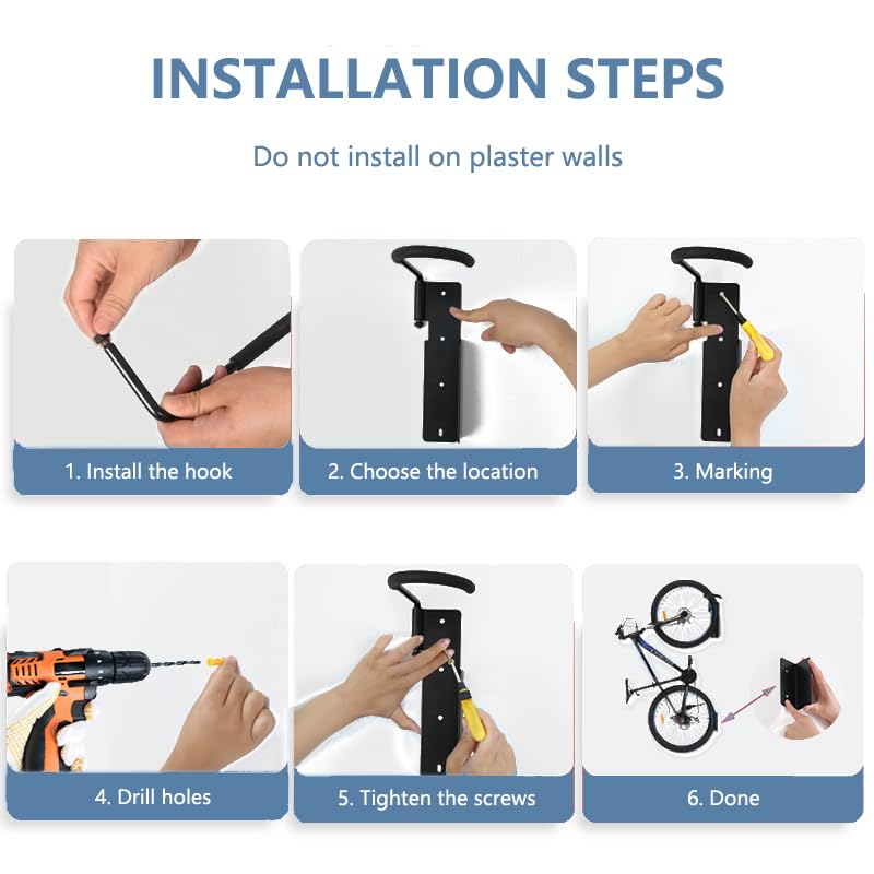 Baisikou 2-Pack Swivel Bike Rack Wall Mount - Heavy Duty Garage Bike Storage for Mountain, Road & Kids Bicycles - Space Saving Bike Organizer for Home, Garage or Apartment Cycling Storage Solutions