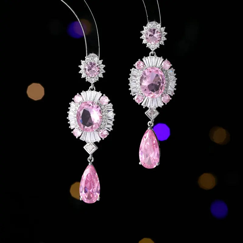 Elegant Cubic Zirconia Waterdrop Earrings for Women - Wedding, Banquet & Bridal Jewelry Set - Perfect for Brides, Prom, and Formal Occasions