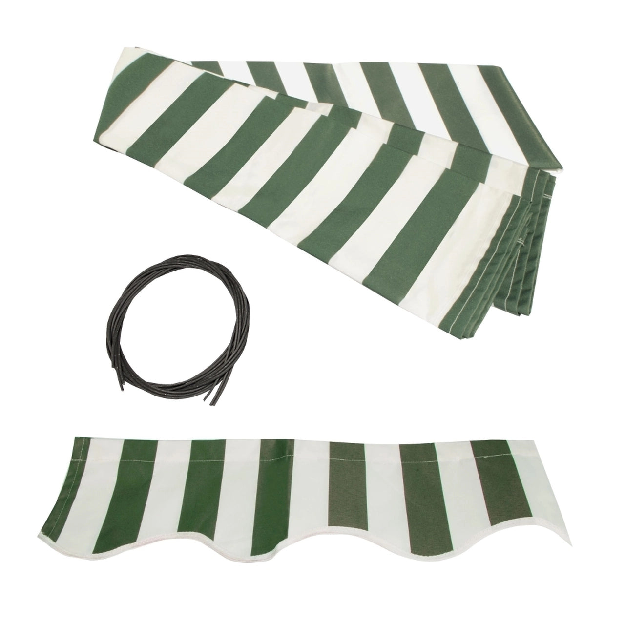 ALEKO 10x8 Feet Half Cassette Motorized Retractable LED Patio Awning - Green & White Stripes Luxury Outdoor Shade for Deck, Garden, and Poolside Relaxation