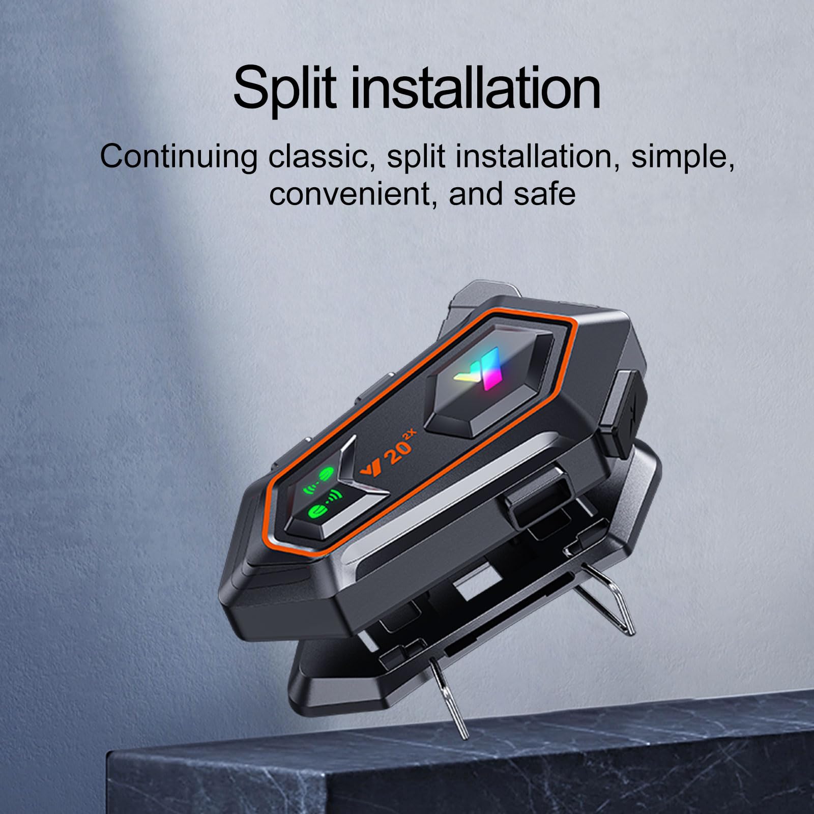 Y20-2X Motorcycle Bluetooth Headset with RGB LED Lights - Bluetooth 5.3 Helmet Headphones, Smart Noise Cancelling, HiFi Sound Quality, IPX6 Waterproof - Compatible with All Helmets for Safe Riding & Hands-Free Calls