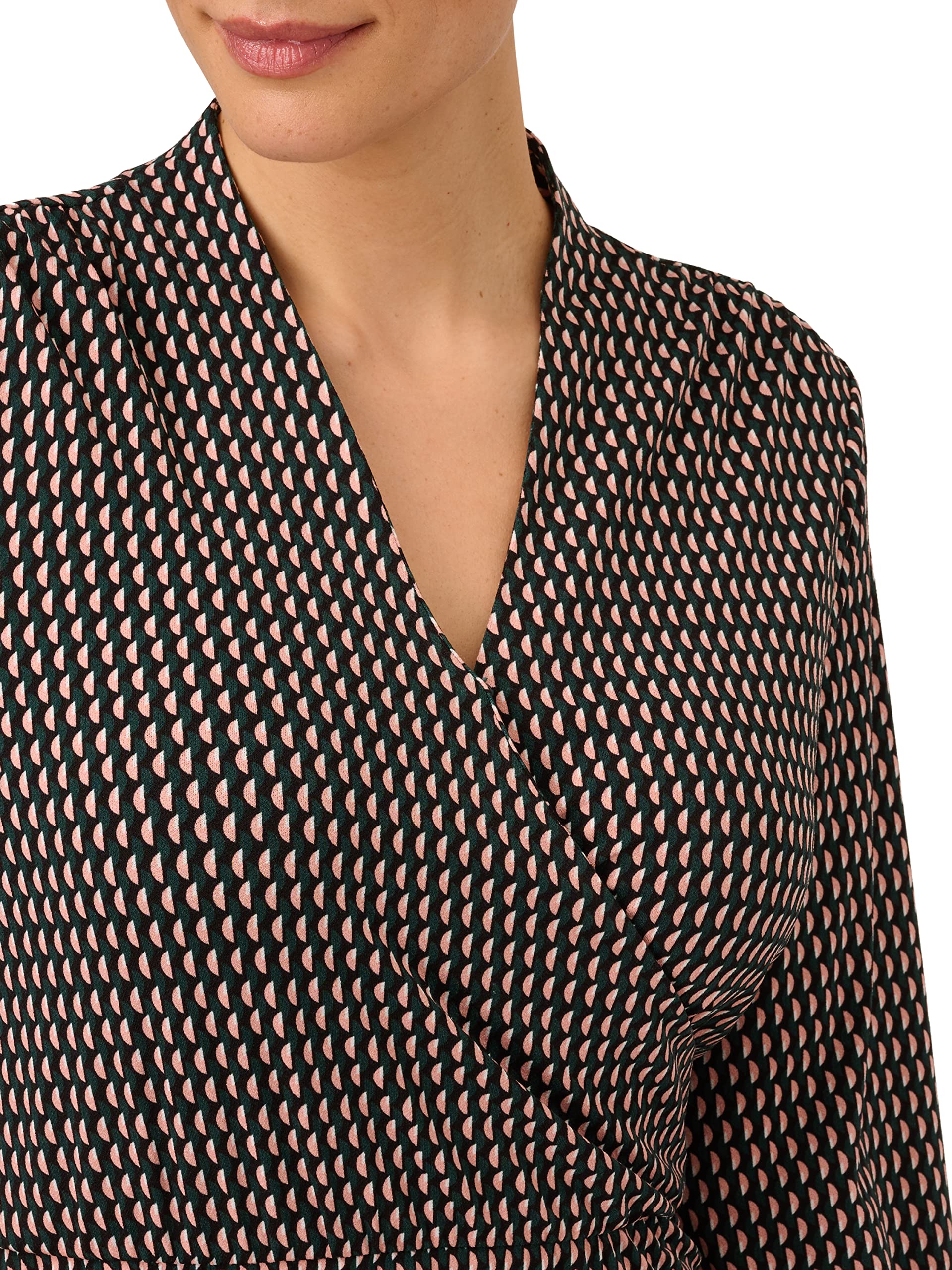 Adrianna Papell Women's Long Sleeve Wrap Midi Dress - Elegant Formal & Cocktail Party Wear for Weddings, Evening Events & Special Occasions