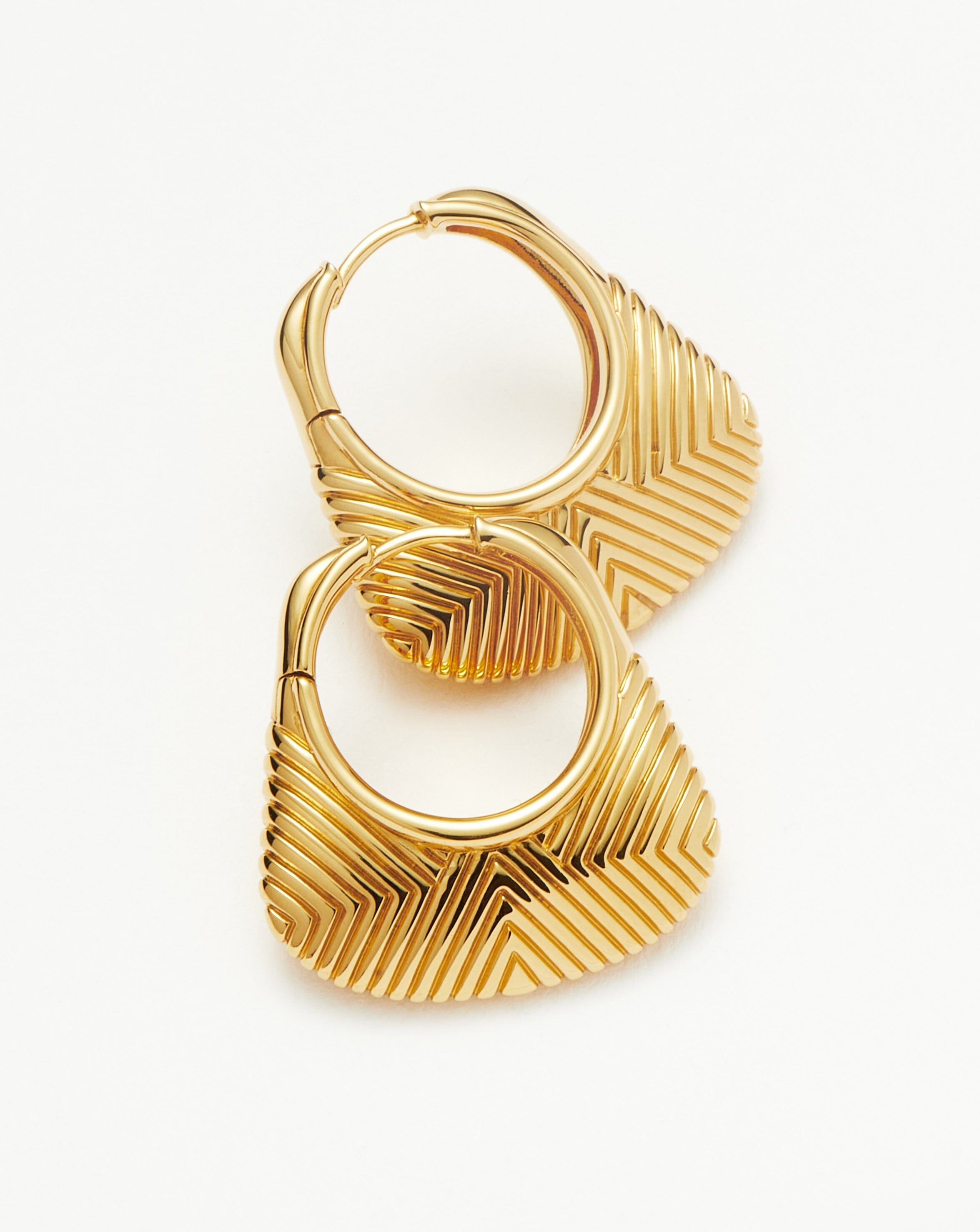 Hera Ridge Hoop Earrings for Women - 14K Gold Plated Stainless Steel Dangle Earrings - Trendy Boho Chic Jewelry for Everyday Wear & Special Occasions