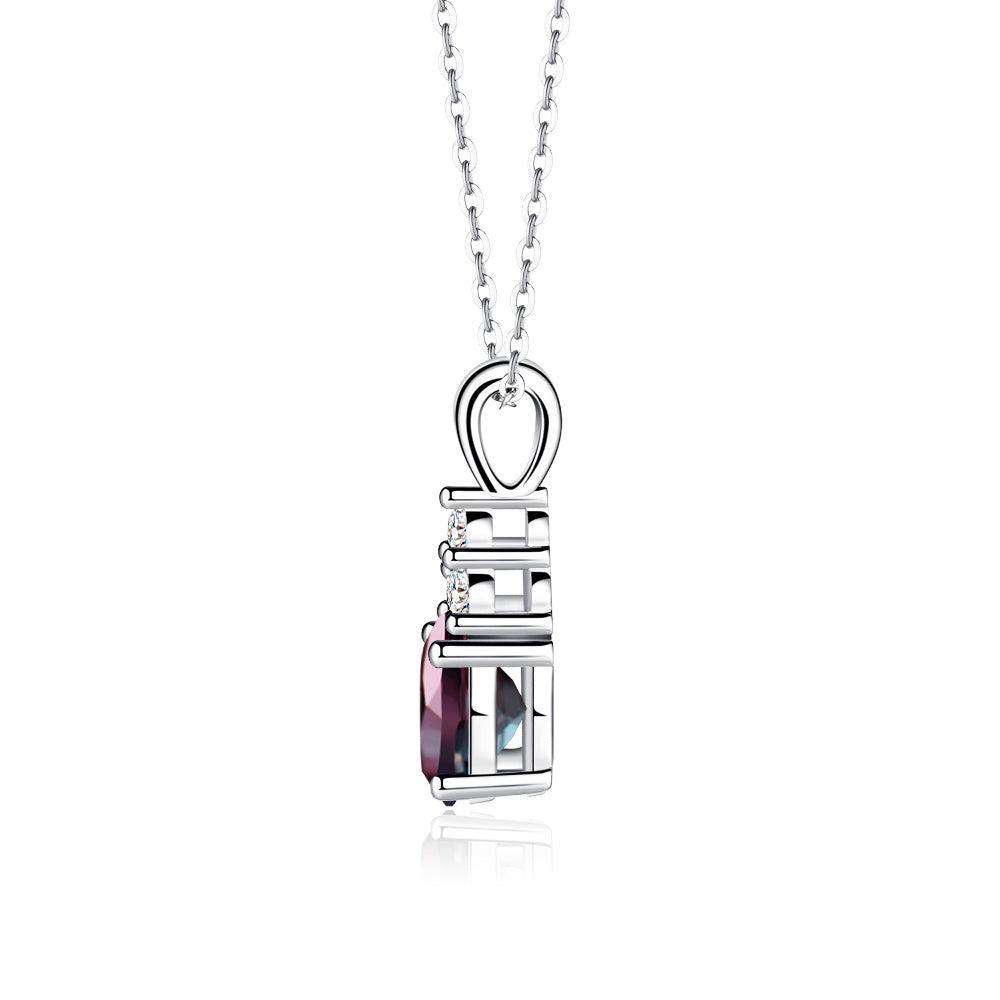 2 Carat Oval Cut Alexandrite Drop Pendant with Trio Moissanite Diamonds | Genuine Gemstone Jewelry for Women | Perfect for Anniversary, Birthday & Valentine's Day Gifts