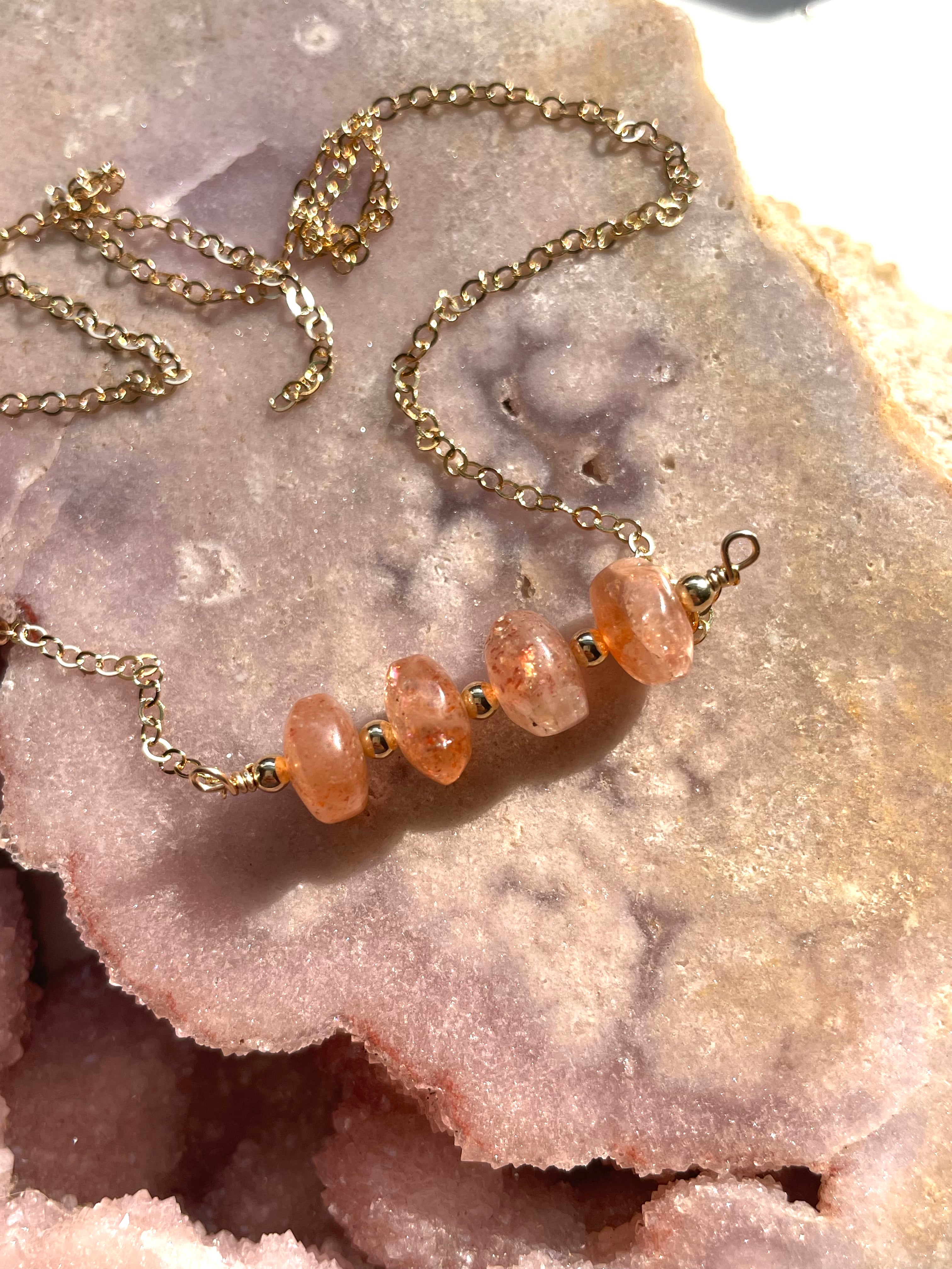 Sunstone Necklace in Gold or Silver - Elegant Healing Crystal Jewelry for Women, Perfect for Daily Wear, Meditation & Energy Balancing