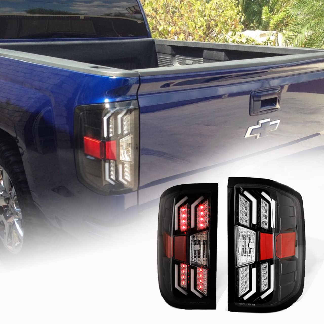 2014-2018 Chevy Silverado LED Tail Lights Replacement - Clear Lens Compatible with Pickup 1500/2500HD/3500HD | Durable & Bright Brake Lights for Night Driving & Enhanced Safety