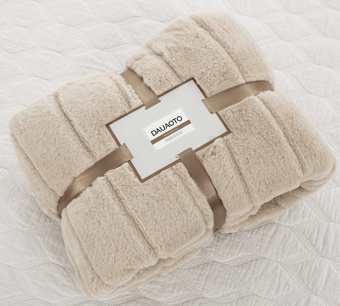 Premium Faux Fur Throw Blanket - Ultra Soft Double Sided Fluffy Blanket for Winter, Sofa & Couch - Warm & Cozy 50
