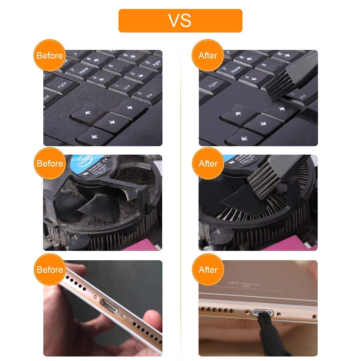8-Piece Anti Static Brush Set with Plastic Handle - Nylon Cleaning Brushes for Keyboard, PCB, Razor & Computers - Perfect for Hard-to-Reach & Sensitive Areas - Ideal for Electronics Maintenance, Dust Removal & Precision Cleaning