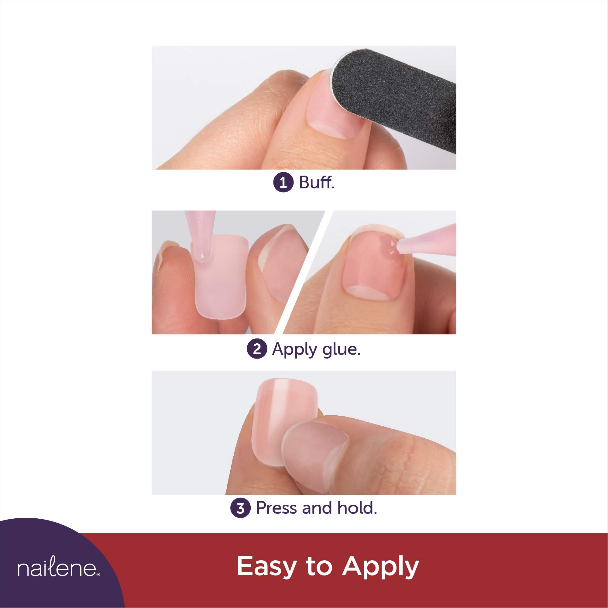 Nailene So Natural False Nails - Pink High Gloss Artificial Nails (28 Count) for Manicure, Parties & Special Occasions