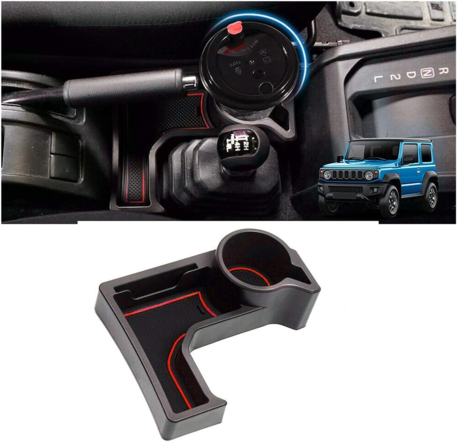 Suzuki Jimny 2018-2021 Center Console Cup Holder Storage Box Replacement - Red Car Accessories for Organizer & Drink Holder | Perfect for Road Trips & Daily Commute