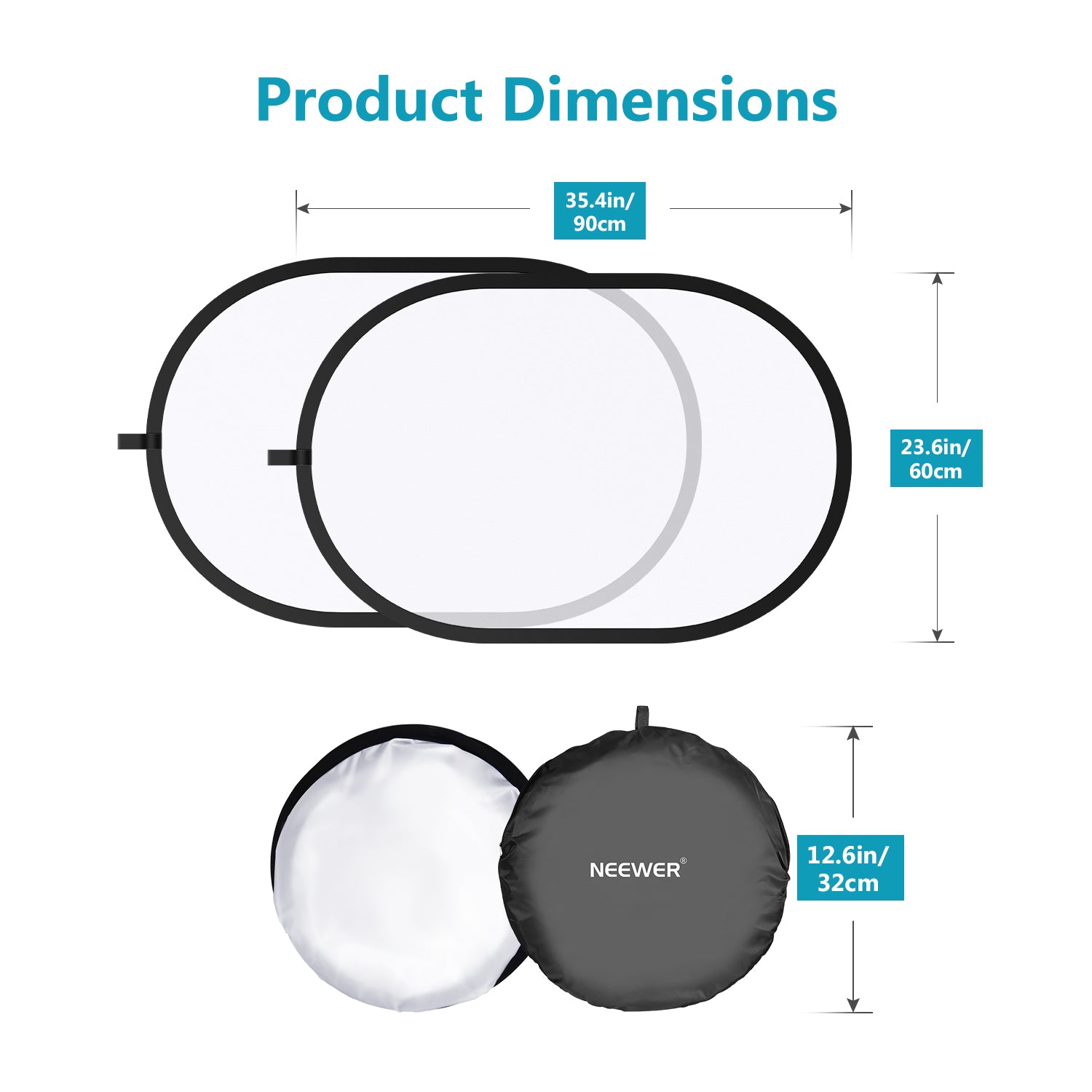 NEEWER 5x7FT / 1.5x2M Collapsible Photography Reflector - Perfect for Portrait, Product, and Studio Lighting (Gold/Silver/White/Black) - Ideal for Indoor & Outdoor Photo Shoots, YouTube Videos, and Professional Photography