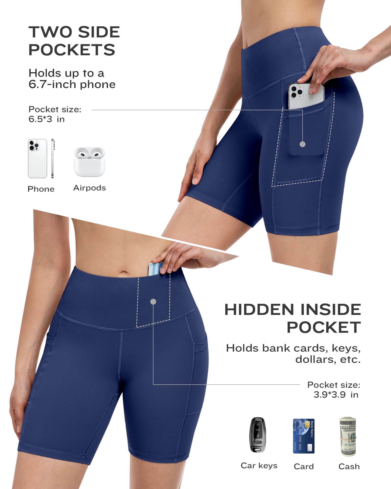 ATHVOTAR Women's High Waisted Biker Shorts with Pockets - 3