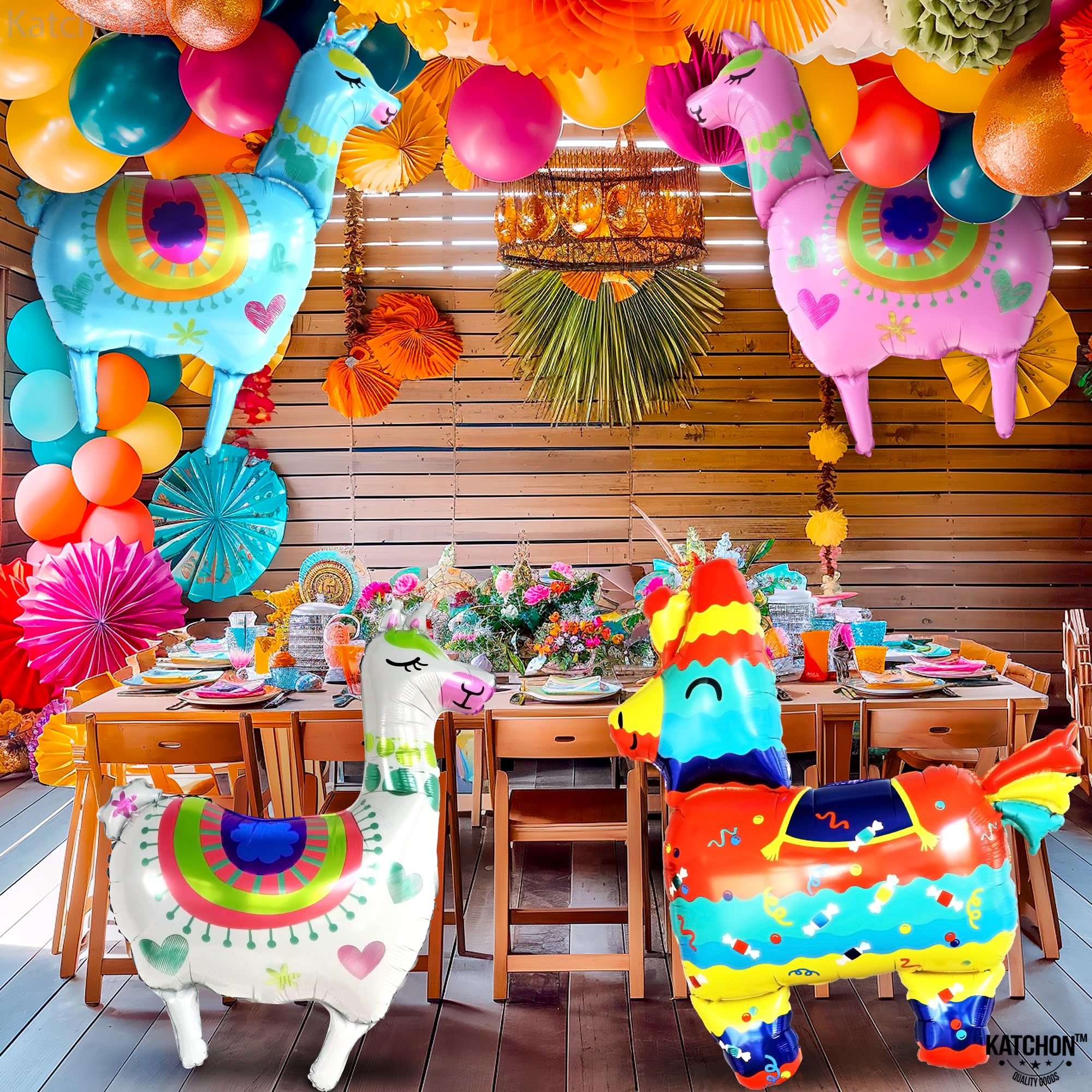 KatchOn 4-Pack Giant 39 Inch Llama Balloons for Birthday Party Decorations | Alpaca Foil Balloons for Fiesta Party Supplies | Perfect for Baby Showers, Gender Reveals & Graduation Celebrations
