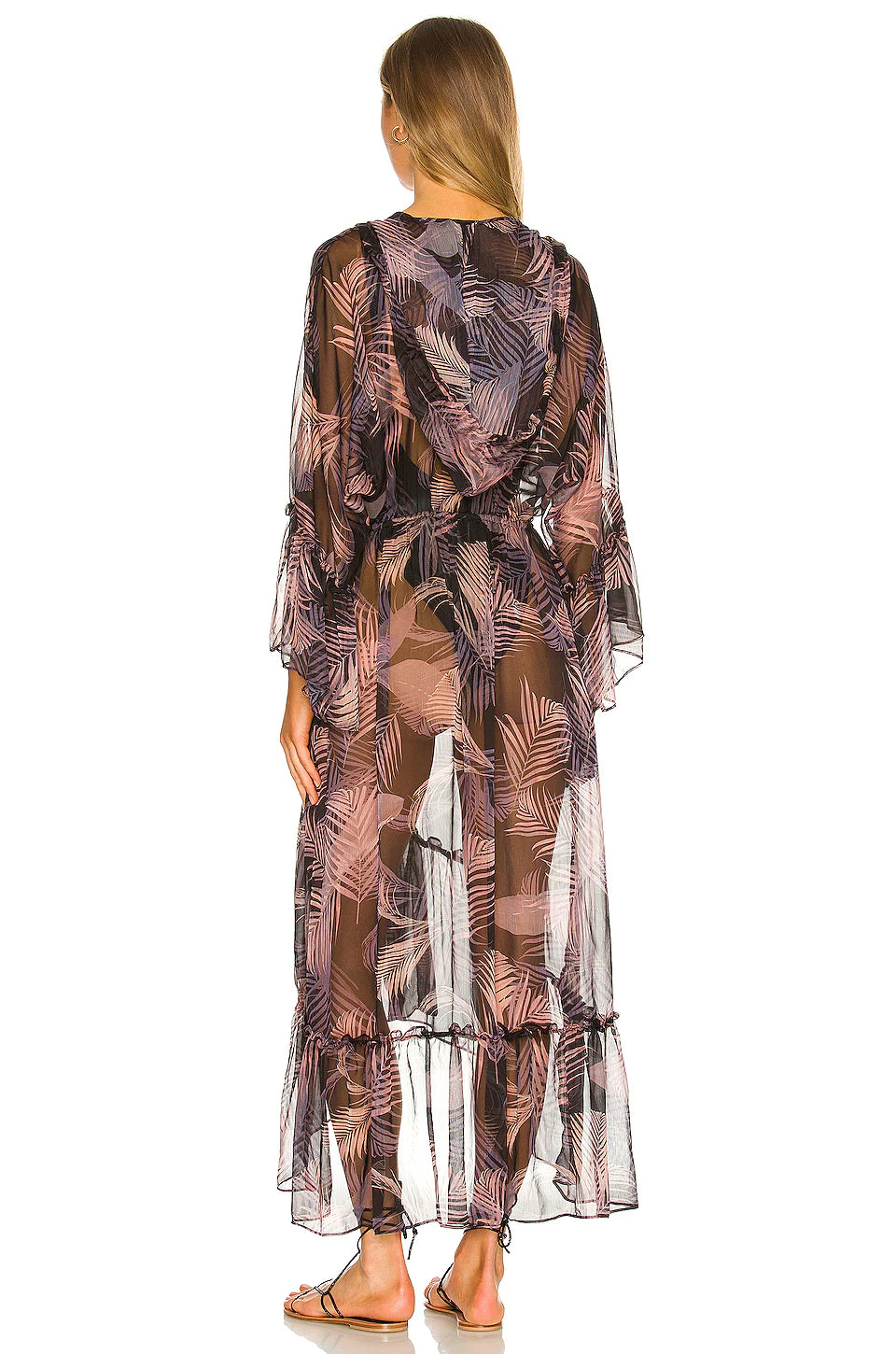 Cruz Robe - San Miguel Palm Chiffon Kimono Cover Up for Women - Beachwear, Resort Wear & Loungewear