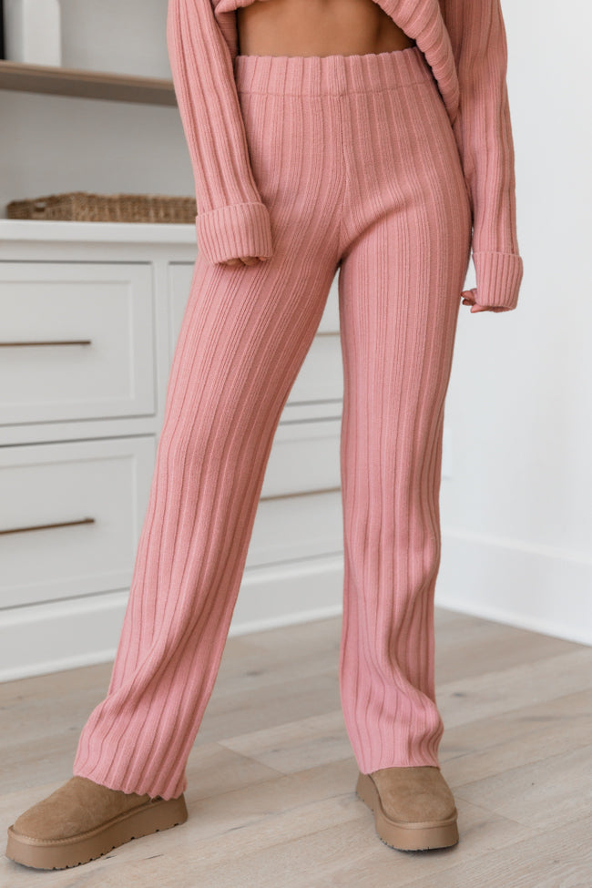 Stylish Mauve Knit Pants for Women - Comfortable & Durable Lounge Pants for Travel, Yoga & Relaxation at Home | Final Sale
