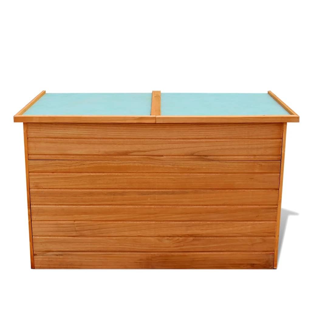 vidaXL Large Outdoor Patio Storage Box - Waterproof Fir Wood Storage Chest for Cushions, Pillows, Blankets | Weatherproof Garden Furniture Organizer for Deck, Backyard, Poolside & Patio