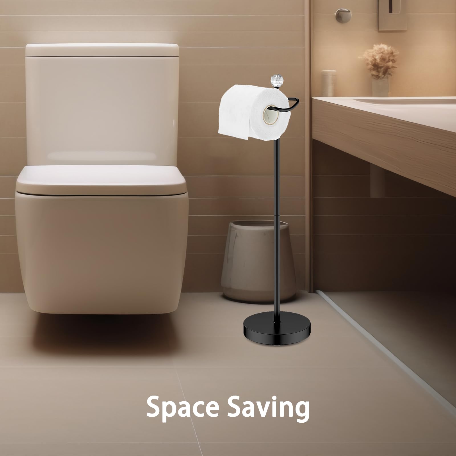 Free Standing Toilet Paper Holder Stand for Bathroom - 24.4