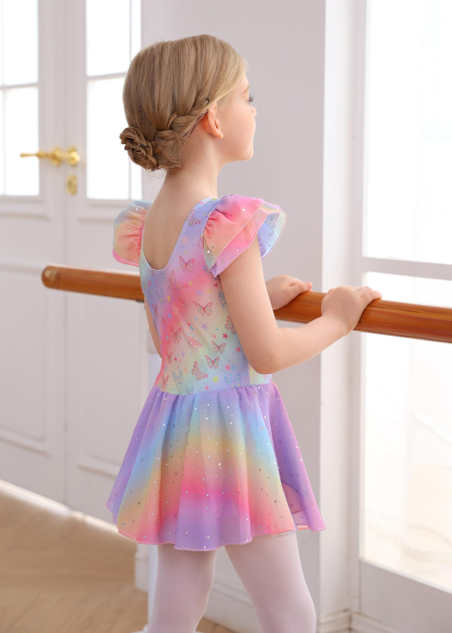 Toddler Ballet Leotard with Skirt - Girls Dance Outfit for Ballet & Gymnastics | Classic Short Sleeve Ballerina Dress for Recitals & Practice