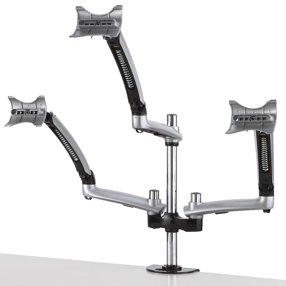 Cotytech Triple Desk Mount Spring Arm Clamp Base - Silver | Adjustable Monitor Stand Holder for Apple MacBook, iMac & iPad | Perfect for Home Office, Gaming & Studio Setup