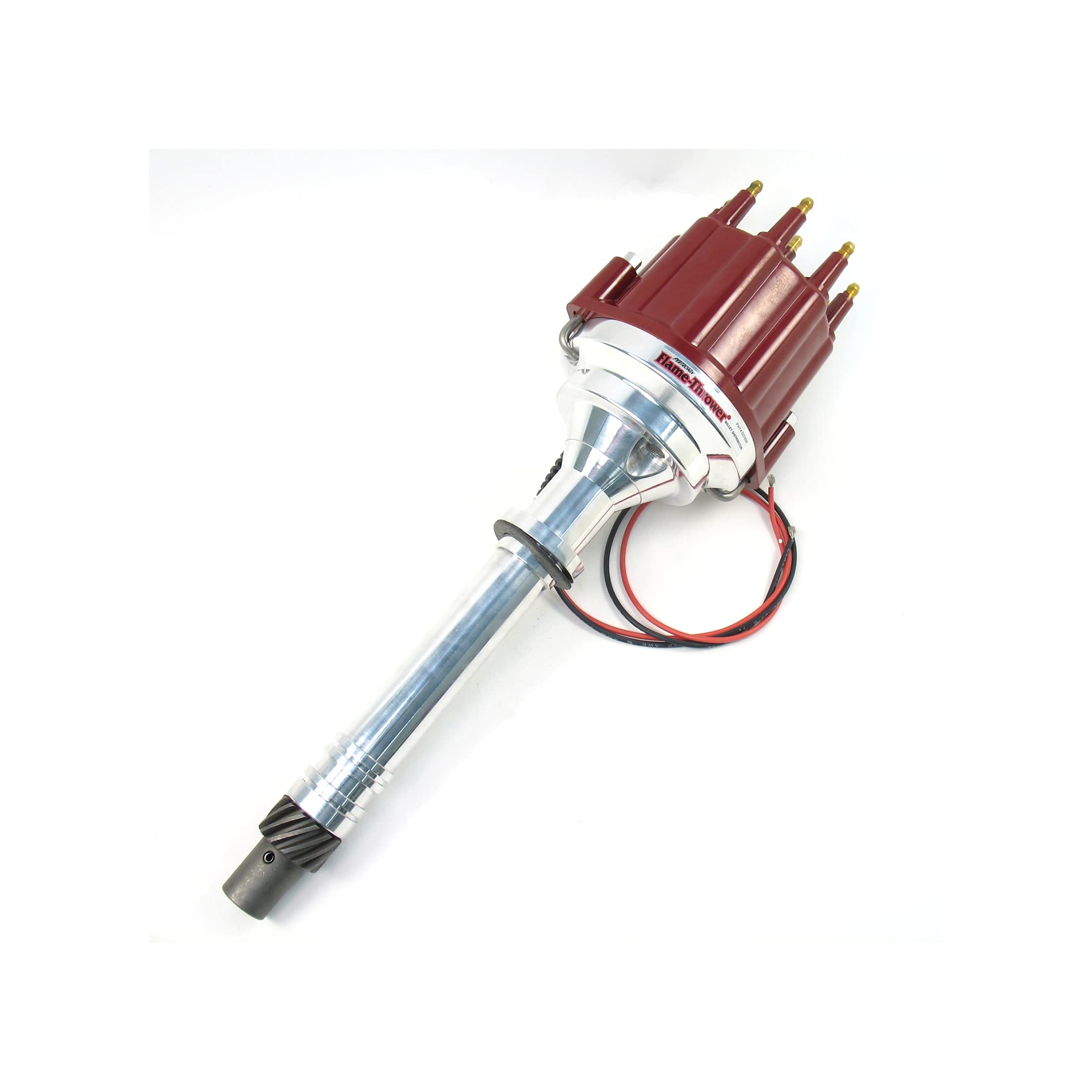 Pertronix D200811 Flame-Thrower Red Cap Male Plug and Play Marine Billet Electronic Distributor with Ignitor II Technology - Compatible with Chevrolet Small Block/Big Block Engines - Perfect for Marine Applications, Performance Upgrades & Classic Car Restoration