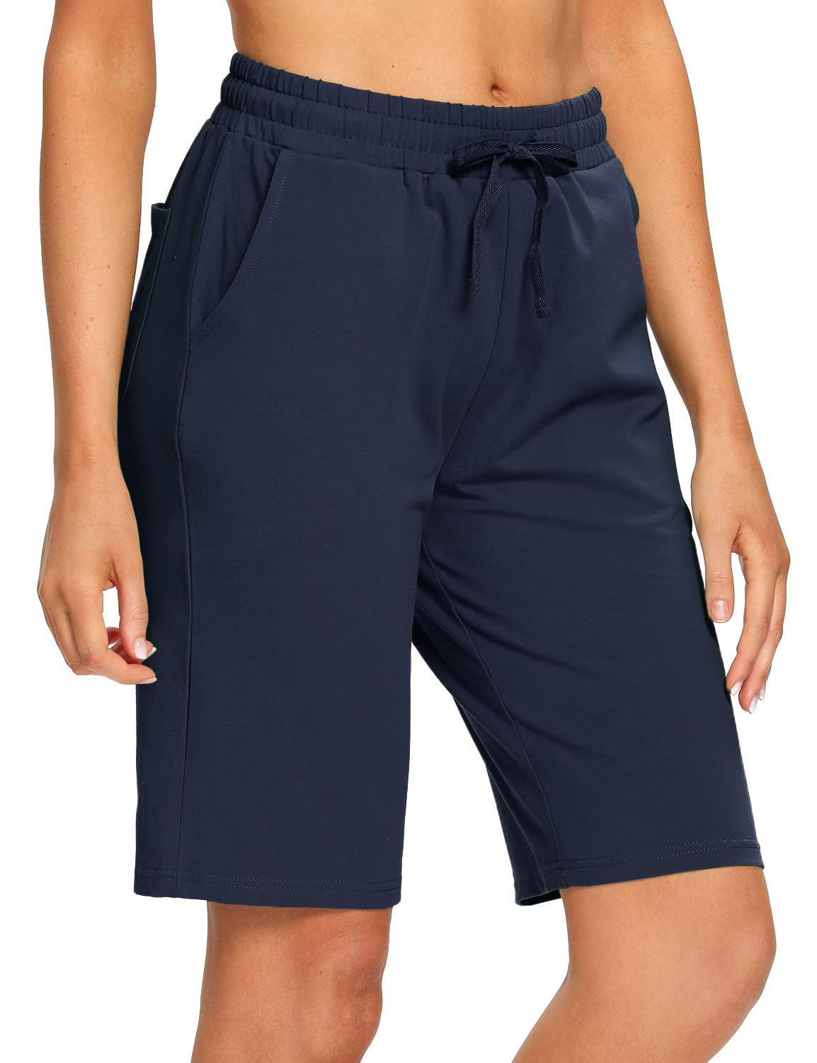 EZRUN Women's Bermuda Shorts - Summer Cotton Sweat Shorts with Deep Pockets for Gym, Workout & Casual Wear | Comfortable Athletic Shorts for Running, Yoga & Outdoor Activities