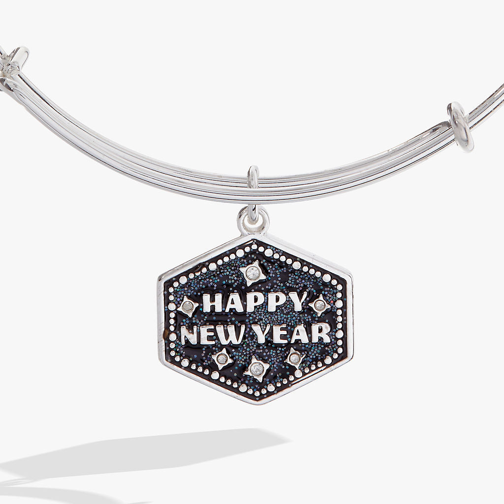 Happy New Year Glitter Bangle Bracelet - Sparkling Party Jewelry for Women - Perfect for New Year's Eve Celebrations, Holiday Parties & Festive Occasions