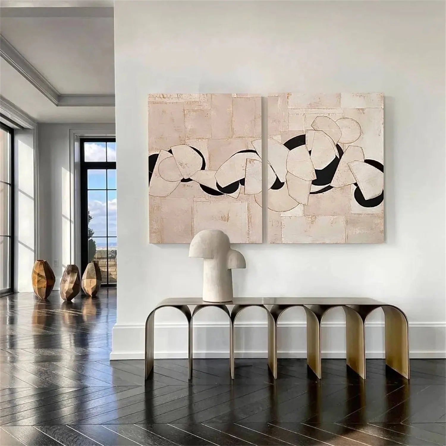 Abstract Tranquility Set of 2 Wall Art Paintings - Modern Minimalist Canvas Prints for Living Room, Bedroom & Office Decor - #WS154