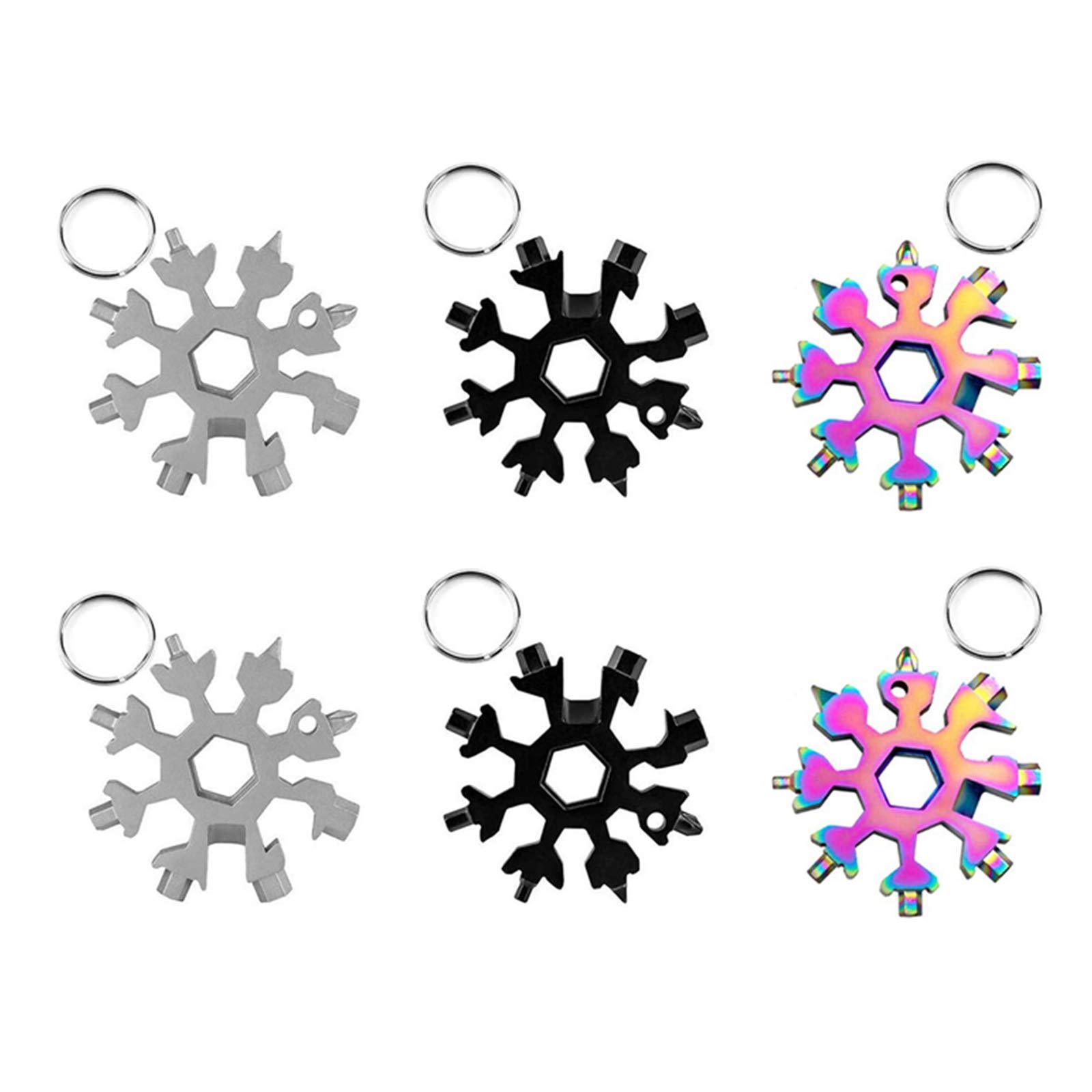 18-in-1 Stainless Steel Snowflake Multi-Tool - Portable Compact Wrench Set with Screwdriver, Corkscrew & Hex Wrench - Perfect for Camping, Hiking, Emergency Kits & DIY Home Repairs