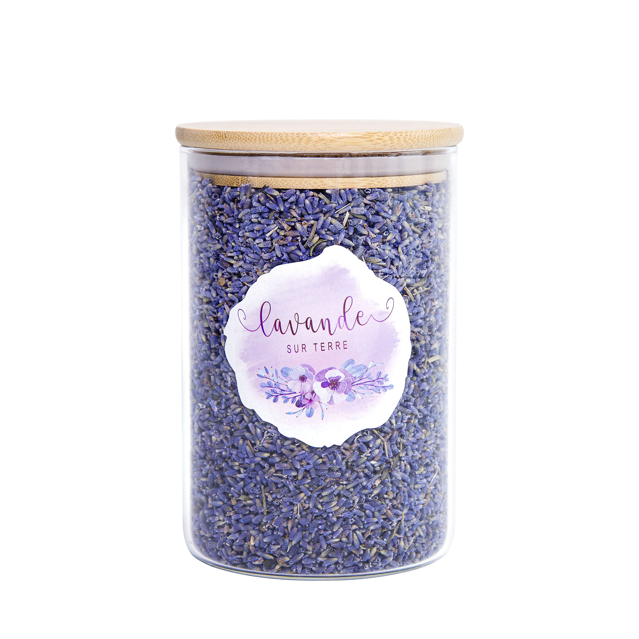 4 Pack Small Glass Bottles with Highland Dried Lavender Flower Buds - Aromatherapy, Home Decor & Gift Ideas for Relaxation & Stress Relief