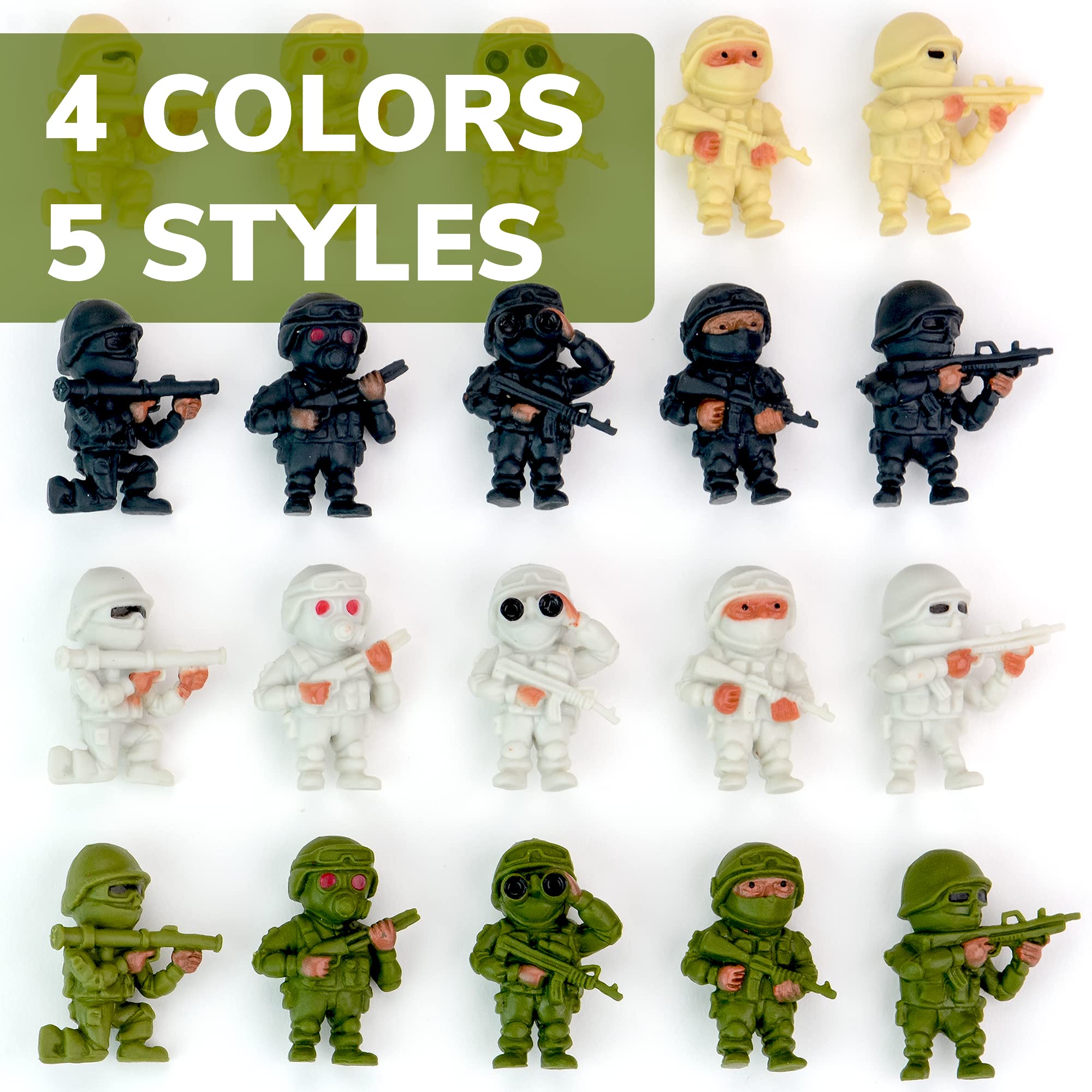 Entervending Army Men Action Figures - 100 Pcs Small Soldiers Toy Playset for Kids | Military Toy Soldiers for War Games, Army Party Decorations & Bulk Collectibles | Perfect for Birthday Gifts, Classroom Rewards & Battle Scenes