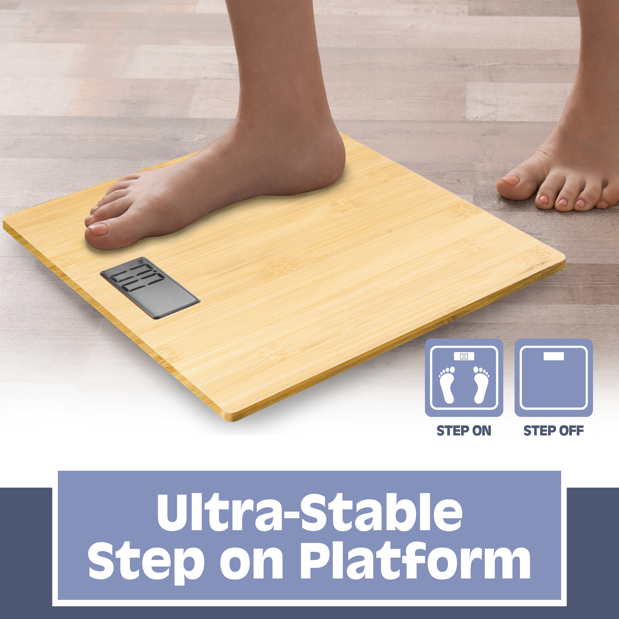 Smart Digital Bathroom Scale - Accurate Body Weight Measurement with Auto Step-On Technology, Ultra Slim Bamboo Platform - Perfect for Home Gym, Fitness Tracking & Health Monitoring