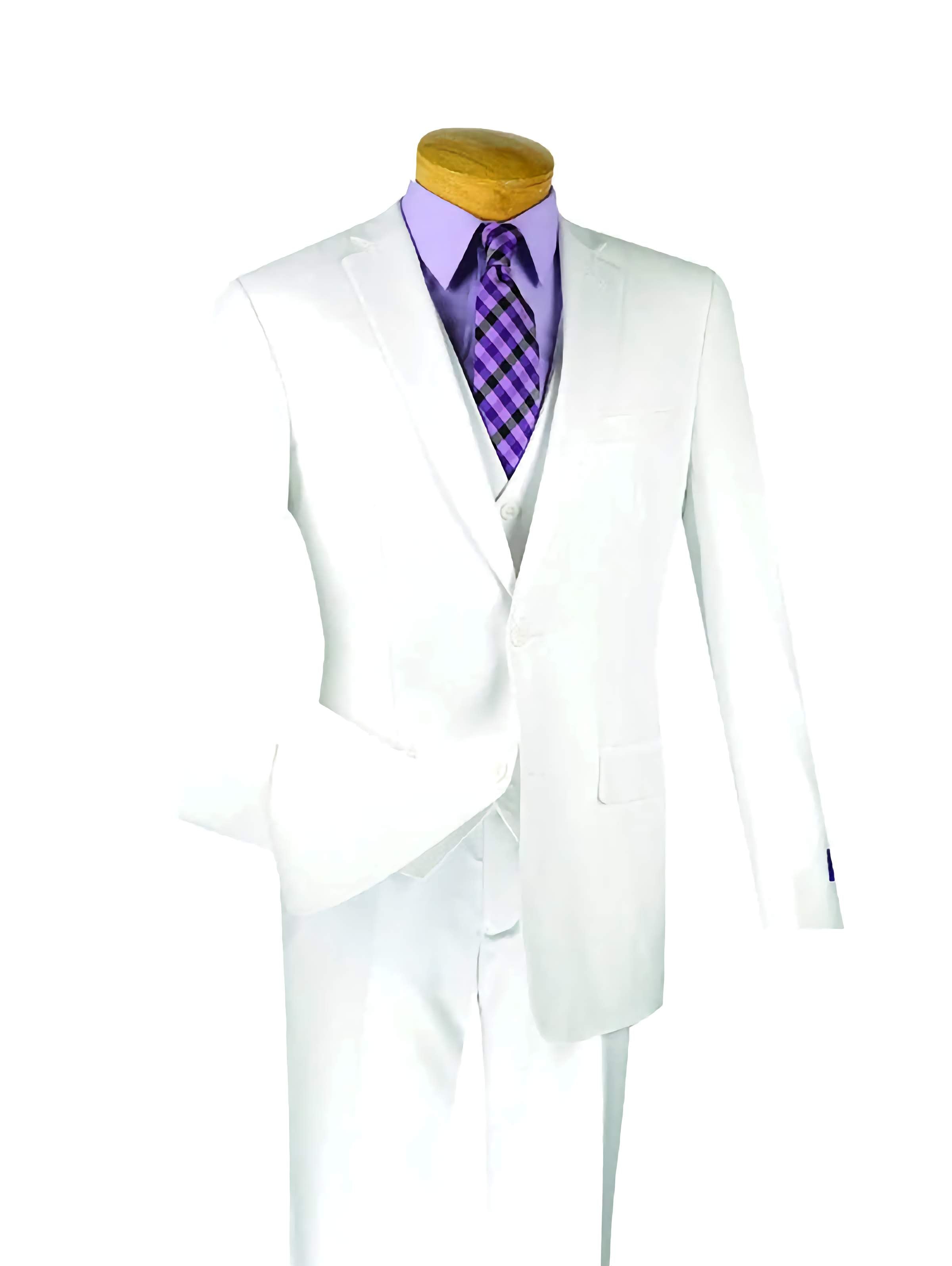 Slim Fit Men's 3 Piece Suit - 2 Button Formal Business Blazer Set in White | Wedding, Office & Special Occasion Wear