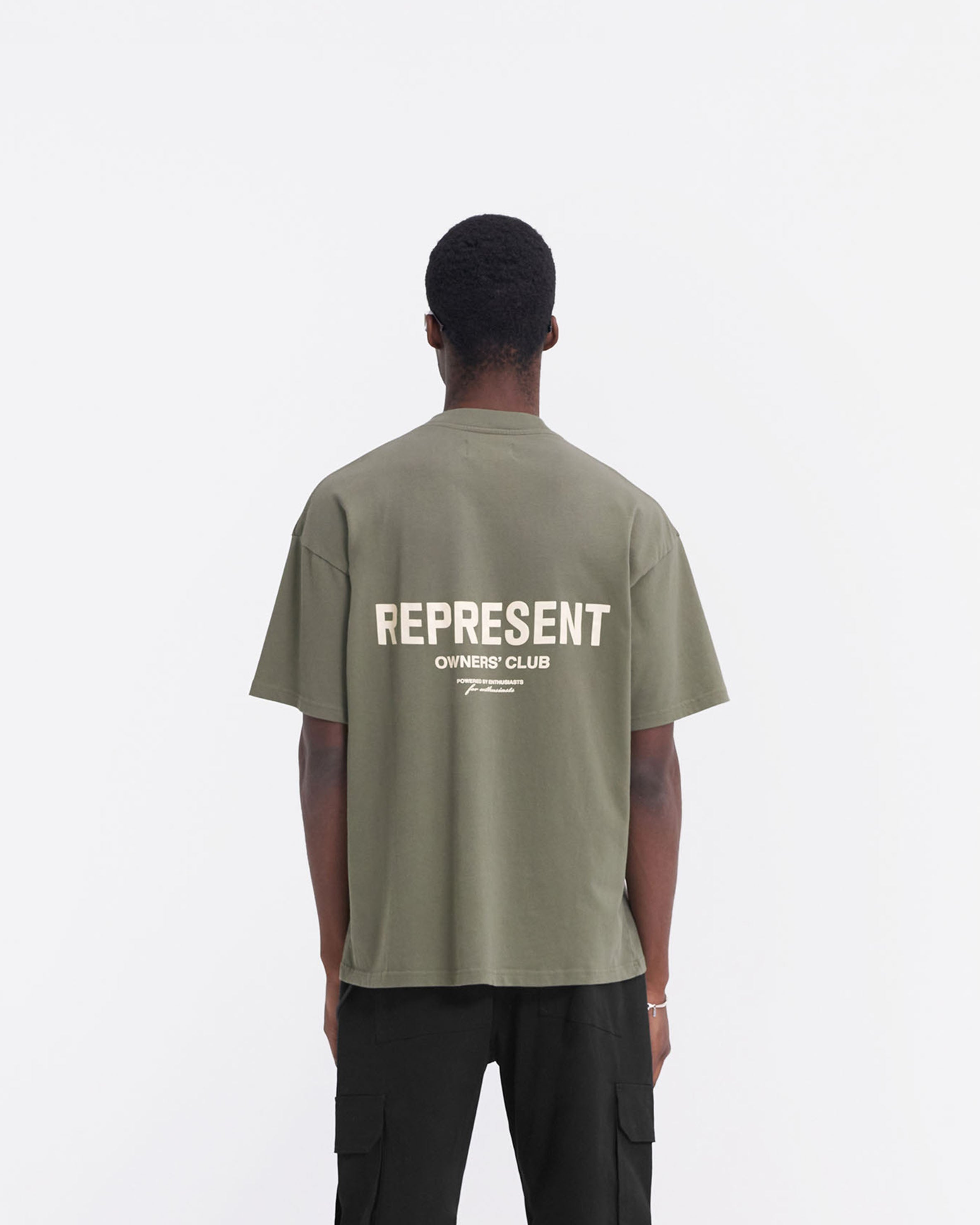 Represent Owners Club T-Shirt - Olive Green Cotton Tee for Men & Women | Casual Streetwear, Gym, Lounge & Everyday Wear