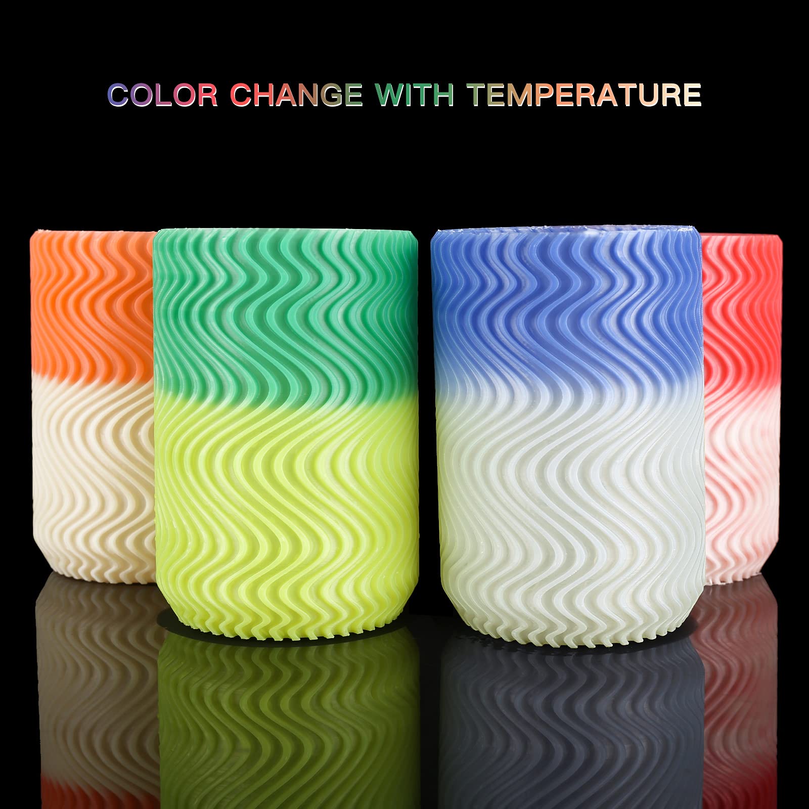 AMOLEN 3D Printer Filament Bundle - 1.75mm PLA Filament with Temperature Color Changing & Transparent Multicolor - 4 Spools (200g Each) for 3D Printing Projects, DIY Crafts, and Educational Models