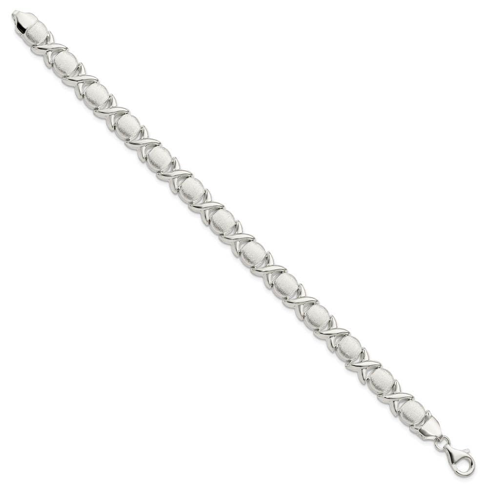 The Black Bow 9mm Sterling Silver Polished X and Satin O Link 7 Inch Bracelet - Perfect for Everyday Wear and Special Occasions