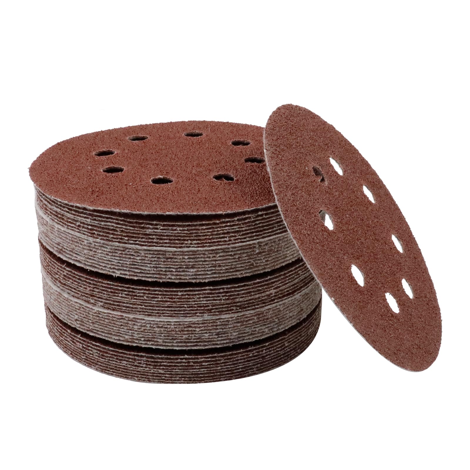 50-Pack 5-Inch 40 Grit Sanding Discs - 122mm 8-Hole Hook & Loop Sandpaper for Angle Grinder & Random Orbit Sanders - Durable Abrasive Polishing Pads for Wood, Metal & Auto Body Work
