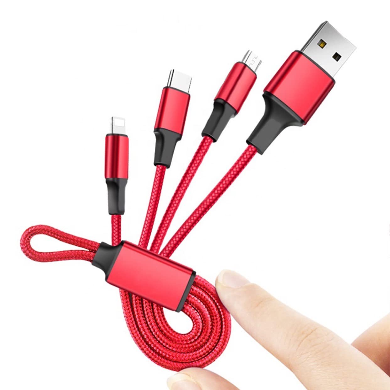 3-in-1 Multi Phone Charger Cable (0.6FT) - Short USB C, Micro USB, Lightning Charging Cord for Android & Apple Devices - Fast Charging for iPhone 16/15, Samsung Galaxy, iPad - Perfect for Travel, Office & Home Use