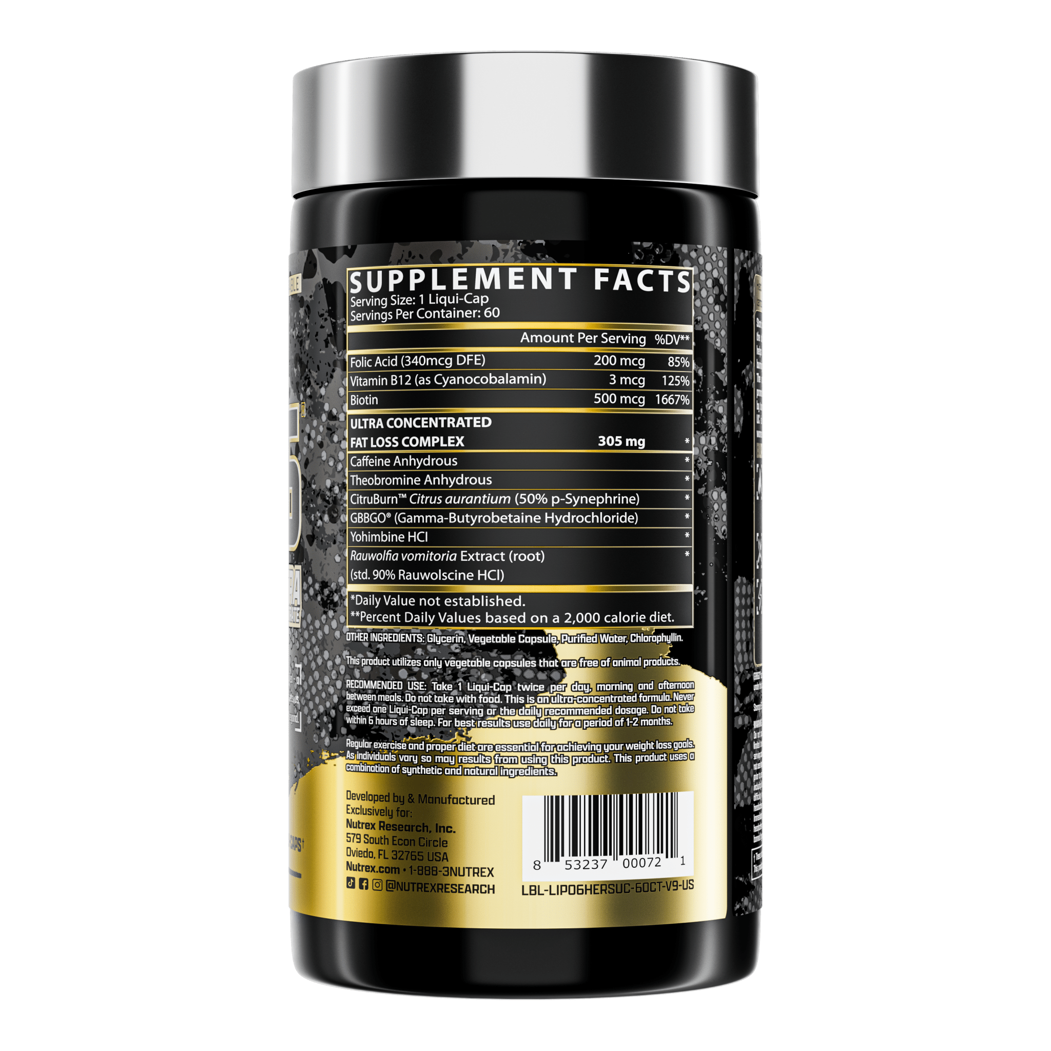 Nutrex LIPO 6 HERS Ultra Concentrate Fat Burner for Women - Weight Loss Supplement with Clinically Proven Ingredients - Boost Energy & Metabolism for Fitness & Active Lifestyle