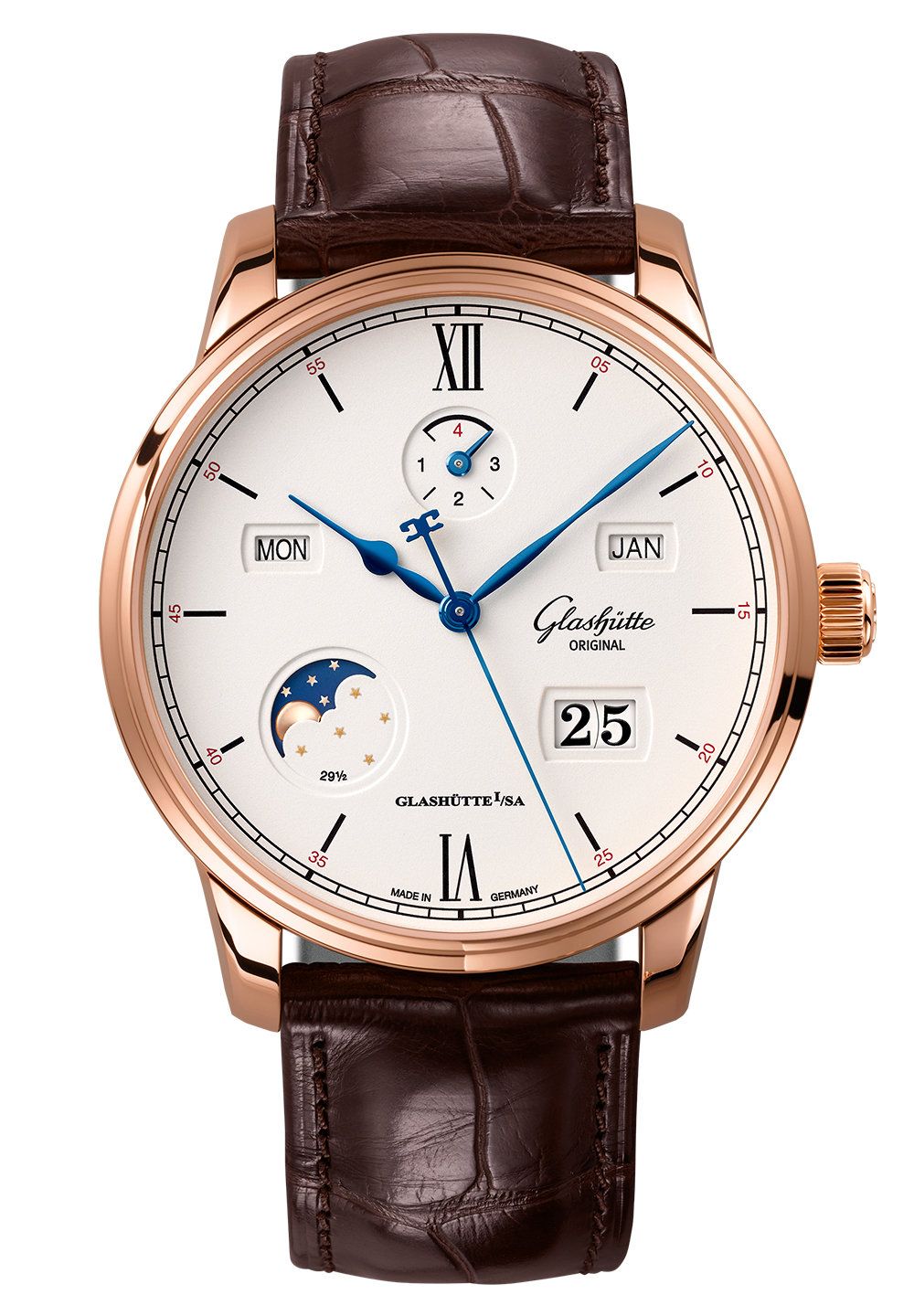 Glashutte Original Senator Excellence Perpetual Calendar Men's Watch in 18K Red Gold & Stainless Steel - Luxury Dress Watch for Business, Formal Events & Collectors