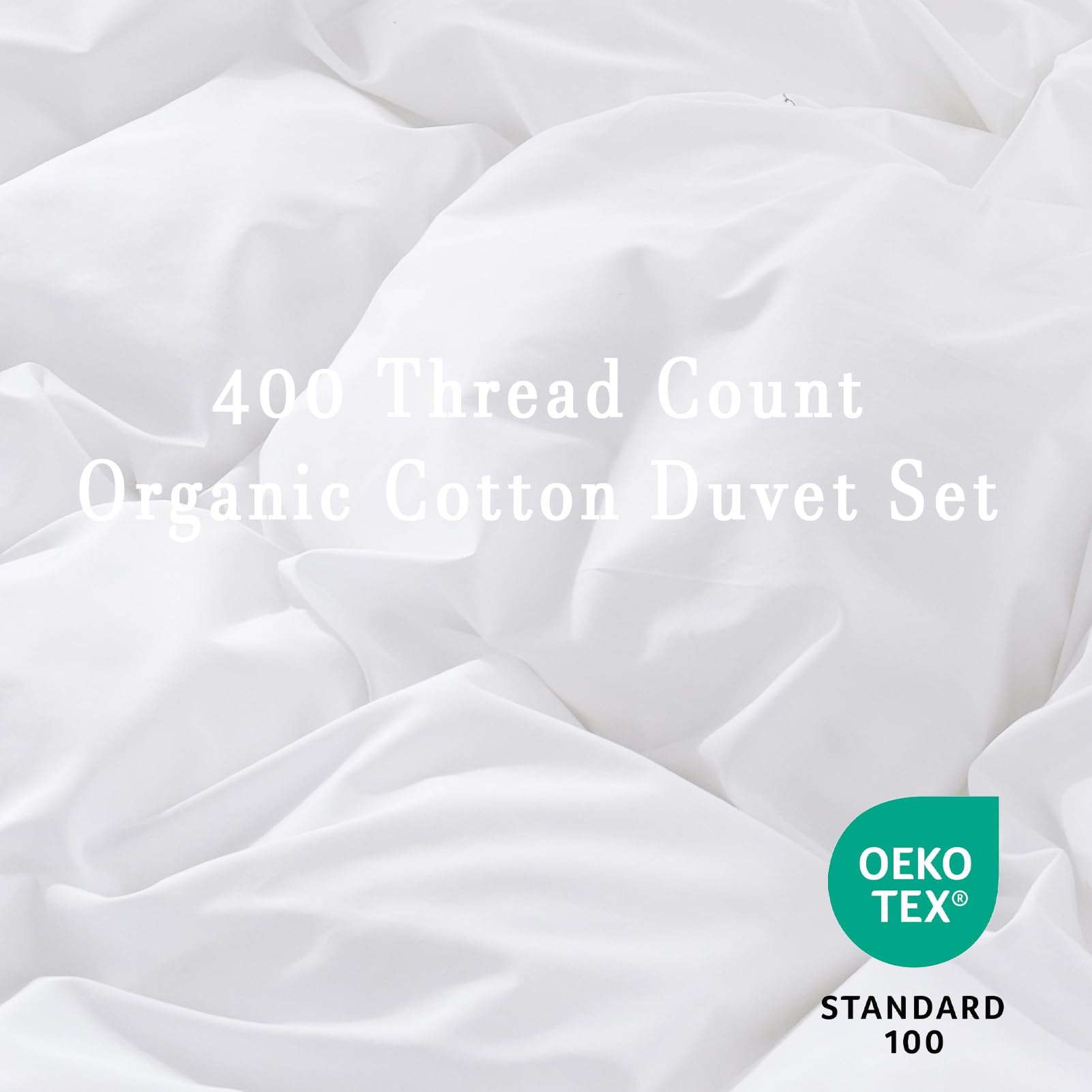 100% Organic Cotton Duvet Cover Queen Size - 400 Thread Count Sateen Comforter Cover Set - Soft, Breathable & Cooling Bedding - 3 Piece Set (White) - Perfect for Hot Sleepers & Allergy Sufferers - Ideal for Master Bedrooms, Guest Rooms & Dorm Essentials