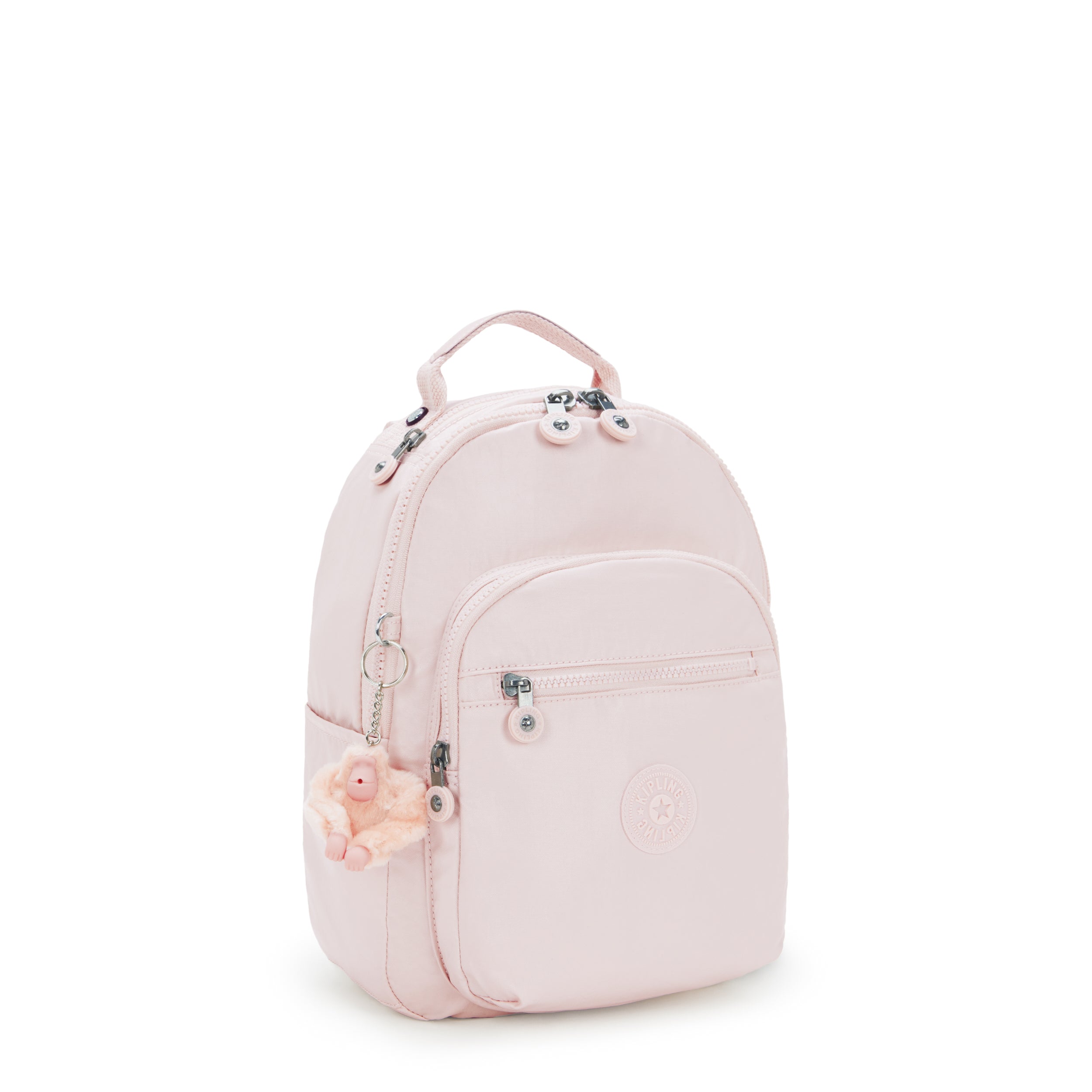 Kipling Seoul Small Metallic Tablet Backpack - Pink Shine | Lightweight Laptop Bag for Women & Teens | Perfect for School, Work & Travel Accessories