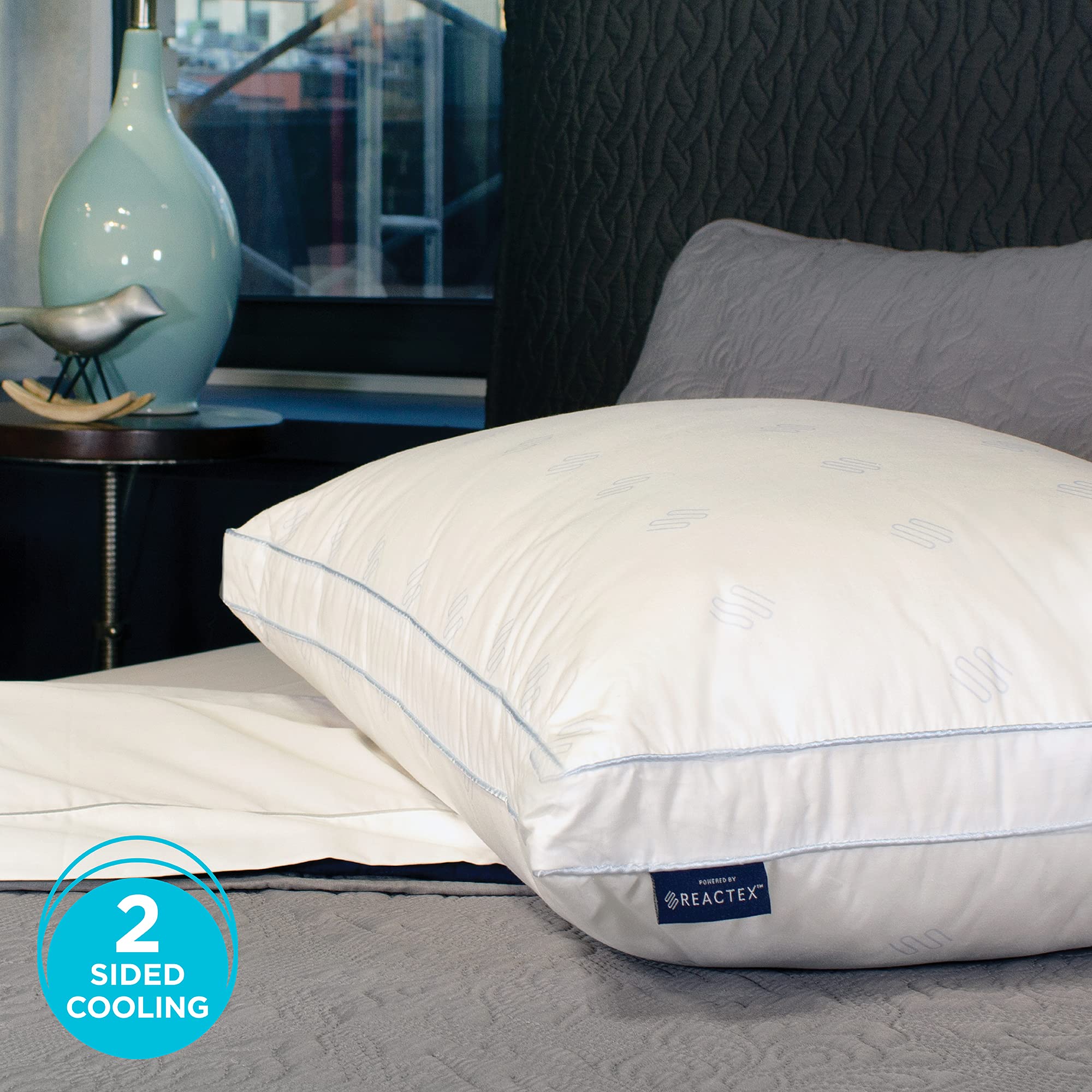 Hypoallergenic Cooling Down Alternative Pillow - Sensorpedic Jumbo Gusseted Bed Pillow for Side & Back Sleepers, White (Pack of 1) | Perfect for Hot Sleepers & Allergy Relief