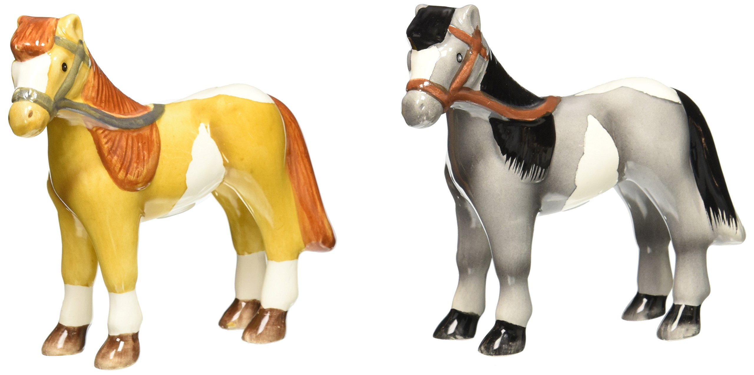 CG 20701 Black and Brown Stallions Salt and Pepper Shakers Set - Elegant Horse-Themed Kitchen Decor for Dining Table, Housewarming Gift, and Western-Themed Parties