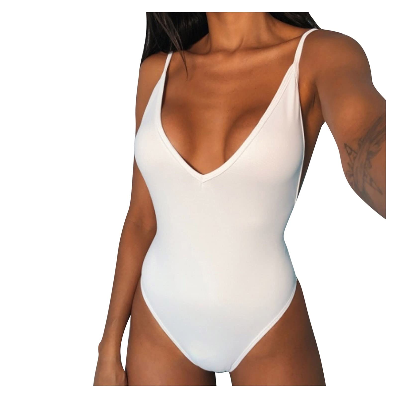 Women's Sexy Solid Color V-Neck Bikini Set - Summer Beach Swimwear for Swimming, Sunbathing & Vacation | High-Quality Bathing Suit for Women