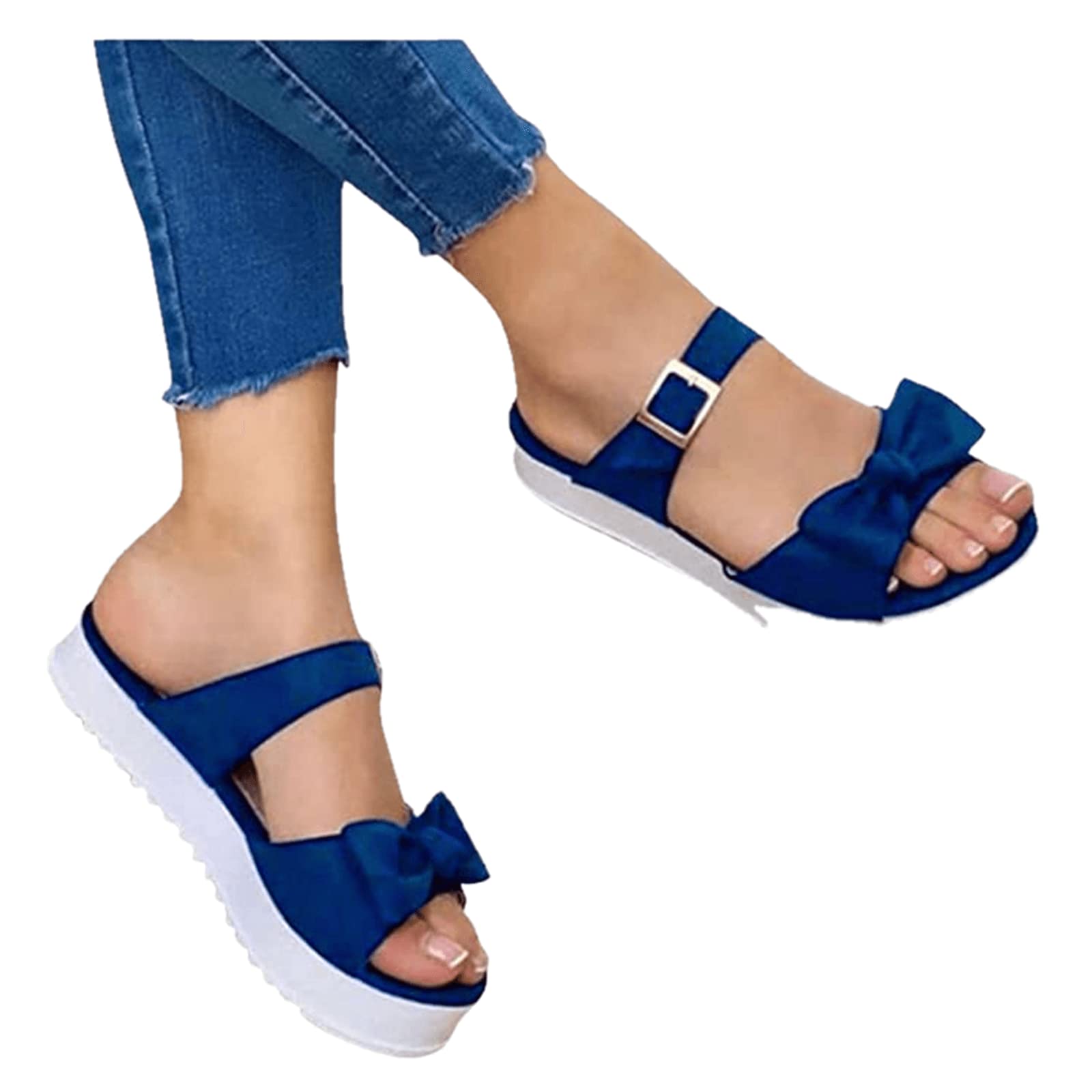 Women's Wedge Sandals - Open Toe Dressy Summer Platform Sandals with Buckle Ankle Strap | Comfortable Beach Wedges for Casual Outings & Summer Vacations