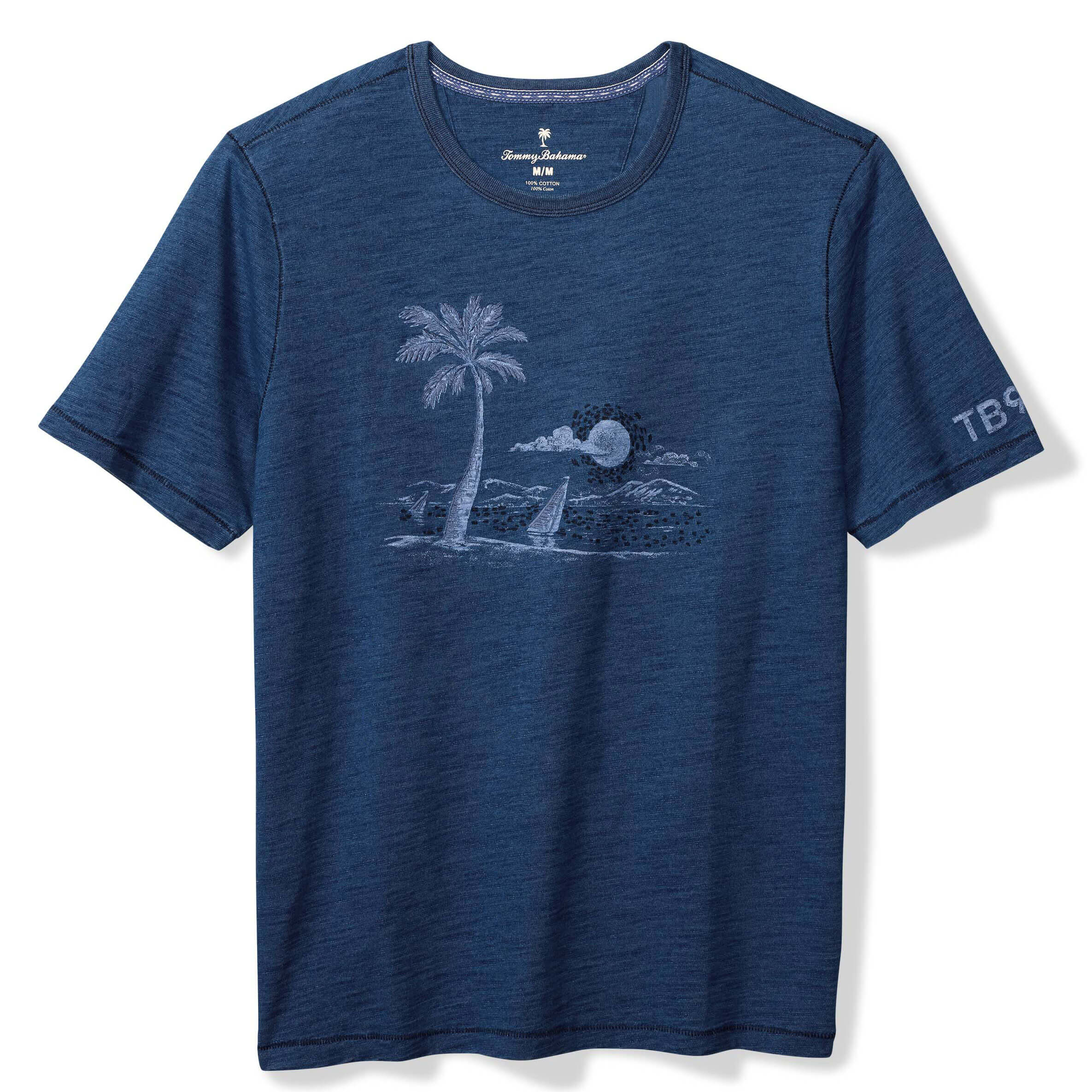 Tommy Bahama Men's Indigo Sails Lux T-Shirt - Premium Cotton Comfort Fit Casual Tee for Beach, Vacation & Summer Outfits